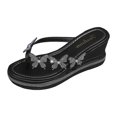thumbnail image 3 of Mostsola Flip Flops for Women Platform Sandals Rhinestone Butterfly Slip on Shoes Wedges Heels, 3 of 9