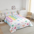 thumbnail image 2 of Pretty Rainbow Bedding Set Colorful Love Heart Comforter King Size Dot Comforter Set Bedroom Decor Kawaii Quilt Set Bedding Collection, 2 of 6