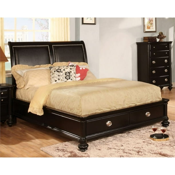 Furniture Of America Helene Solid Wood 2 Drawer Cal King Platform Bed In Black Com 2 Drawer Cal King Platform Bed, Black California King Platform Bed