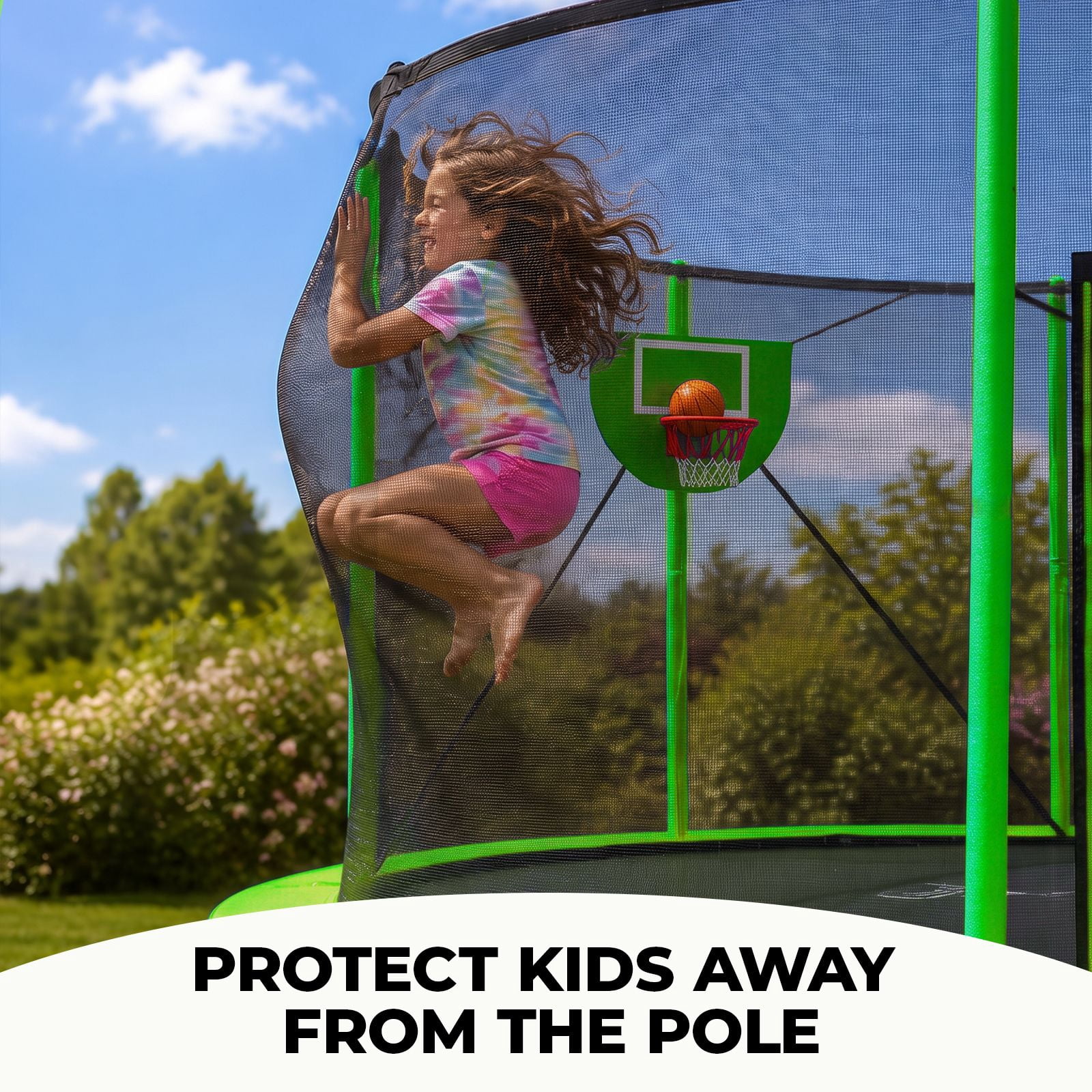 Alvantor 16Ft Trampoline for Kids & Adults, Round Trampoline with Enclosure Net,Basketball Hoop,Soccer Goal and Ladder for Backyard Green