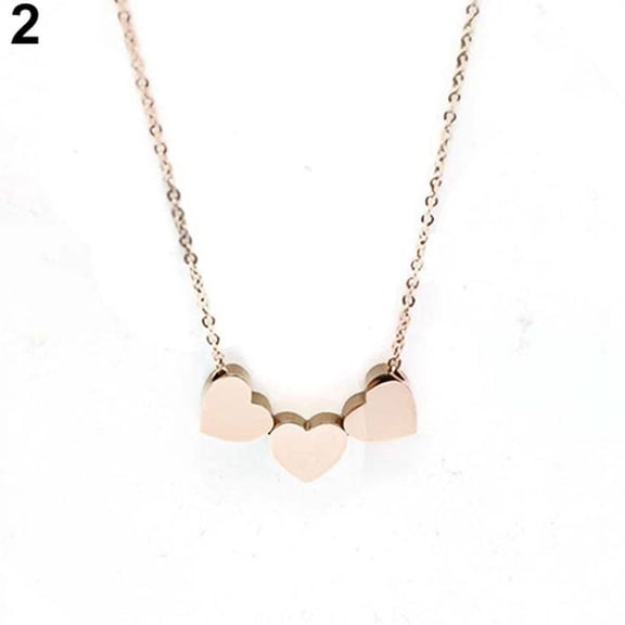 Ruanlalo Women's Fashion Jewelry Three Love Heart Chain Pendant Statement Choker Necklace Gold