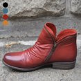 thumbnail image 4 of Women Autumn Winter Faux Leather Ankle Boots Low Block Heel Zipper Bootie Shoes, 4 of 8