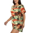 thumbnail image 2 of Wukai Colorful Hawaii Palms Print Women's Pajama Set - Short-Sleeve Top and Shorts with Elastic Waistband and Pockets for Loungewear, Yoga, and Casual Wear-3X-Large, 2 of 8