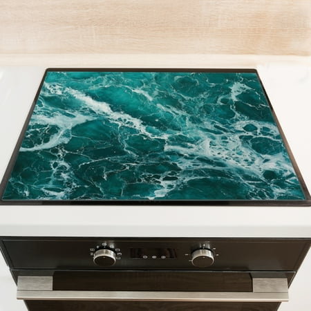 

Silicone Stove Mat for Glass Top Stove White Waves Dotted The Rough Sea Electric Stove Cover Mat 28 x 20 Inch Heat - Resistant Gas Gtove Burner Covers Glass Stove Top Protector