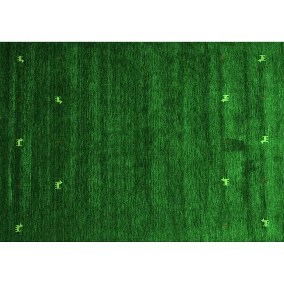 Ahgly Company Indoor Rectangle Abstract Green Contemporary Area Rugs, 2' x 4'