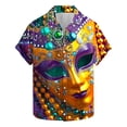 thumbnail image 3 of BiZtdJrK 2025 Costume Men Mardi Gras, Fashion Short Sleeve Button Down Bowling Shirts Casual Turndown Collar Blouses Plus Size Holiday Summer Top Multicolor XXL Lightning Sale, 3 of 6