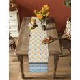 thumbnail image 5 of Boanket Yellow Teal Boho Table Runner - 60 Inch Long, Kitchen Dining Table Runner Dresser Scarves, Vintage Geometric Stripes Abstract Art Farmhouse Decor for Coffee Tables Wedding Party Banquet, 5 of 8