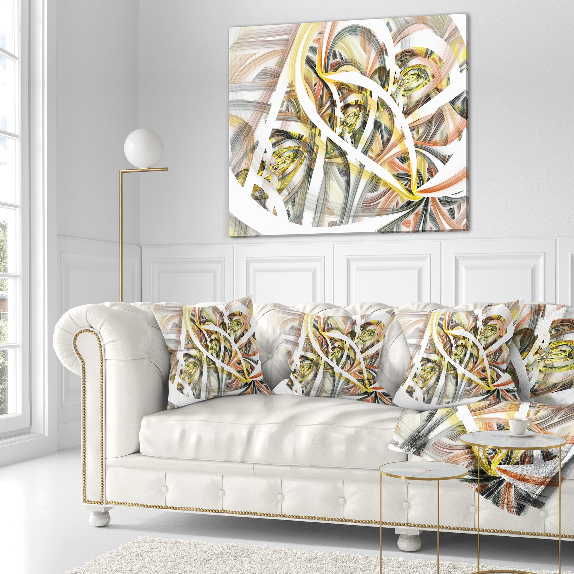Designart Symmetrical Spiral Fractal Flowers - Contemporary Throw Pillow - 16x16