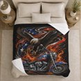 thumbnail image 5 of Bald Eagle Motorcycle American Flag Orange Flames Chrome Patriotic Ride Illustration Flannel Blanket For Motorcycle Fans Home Decor Warm Garage Living Room person's Day Gift, 5 of 9