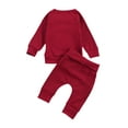 thumbnail image 3 of Qiylii Newborn Baby Ribbed Clothes Set Long Sleeve Tops+Drawstring Pants, 3 of 7