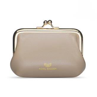 Royal Bagger Porte-Monnaie Kiss Lock Femme En Cuir Véritable RFID – Compact, Porte-cartes + Porte-clés Amovible, Élégant (Noir)