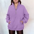 thumbnail image 2 of Xudanell Womens Sweatshirt Active Pullover Graphic Print Sports Zipper Fall Clothes for Women Efficient Streetwear Purple L, 2 of 5