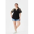 thumbnail image 2 of CASSIE LIZ Womens Plus Size Tops Camo Star Summer Shirt V Neck Short Sleeve Loose Comfy Blouses XL-5XL, 2 of 6