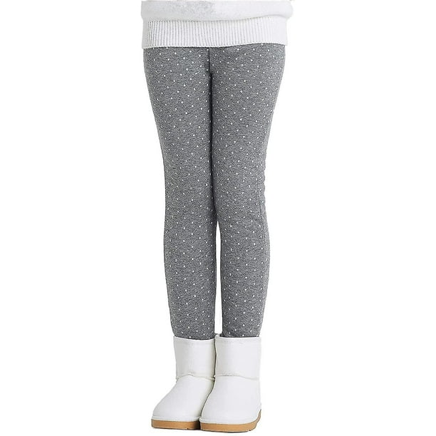 Girls Fleece Lined Leggings Thermal Trousers Cotton 