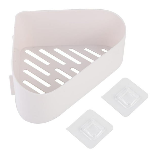 Salle de Bain Murale Suspendue Pas de Punching Rack de Stockage Forme Triangle Étagère de Salle de Bain (Blanc)