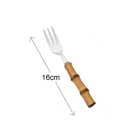 

Mirror Silver Bamboo Handle Tableware 304 Stainless Steel Cutlery Wood Dinner Knife Fork Dinnerware Kitchen Teaspoon