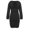 DVKOVI Women Autumn and Spring Solid Color Tunic Dress Temperament Sexy ...