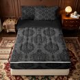thumbnail image 2 of Erosebridal Classic Gothic Damask Zipper Queen Comforter Set with Fitted Sheet and 2 Pillowcases for Women Girls, Mandala Flower Floral Zipper Bedding Set, Black Reversible, 4pcs, 2 of 7