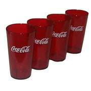 Carlisle Paddles Coca Cola Logo Ruby Red Plastic Tumblers Set of 4-16oz (Coke)