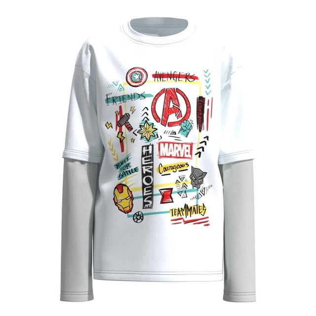 Playera Avengers Niño, Marvel Doodles BlancoTalla 4