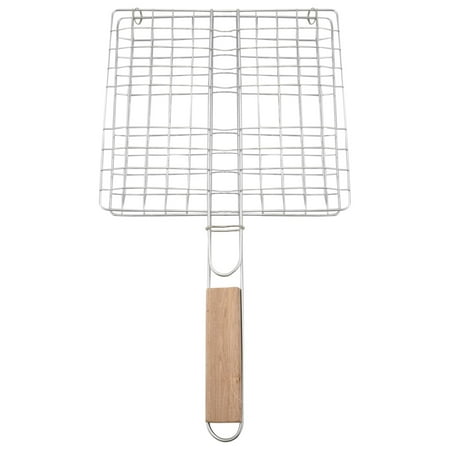 BBQ Basket Grilling Baskets for Fish Folding Vegetable Barbecue Wire Grid Rack BBQ Accessories with Wooden Handle