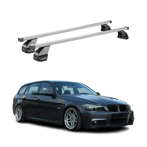Fix Point Roof Racks Cross Bars for BMW 3 Series E90 E91 E92 2004-13 Steel Gray