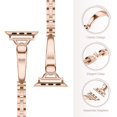 thumbnail image 2 of Slim Band Compatible with Apple Watch 38mm 40mm 41mm iWatch Series 9 8 7 6 5 4 3 2 1 SE, Women Adjustable Replacement Bracelet, Jewelry Metal Strap,Rosegold, 2 of 6