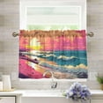thumbnail image 6 of GZHJMY 36 Inch Length Kitchen Curtains Ocean Waves 2 Panels Half Window Sheer Curtains Rod Pocket Farmhouse Short Drapes for Bathroom Cafe Basement Home Decor, 6 of 6