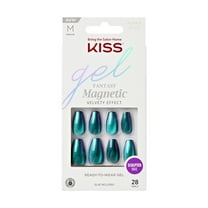 KISS Gel Fantasy Magnetic, Press On Nails, Chameleon, Blue, Medium Coffin, 28 Count