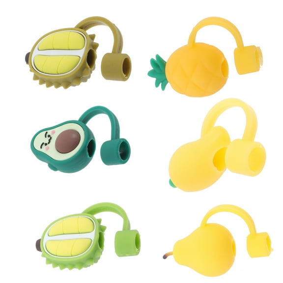 LEDMOMO Straw Covers Silicone Assorted Color Drinking Straws Outdoor Activities 6Pcs 1.8x1.2in