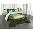 thumbnail image 2 of Ambesonne Forest Quilted Coverlet 3 Pcs, Tree, King Size, Cream Green Teal, 2 of 4