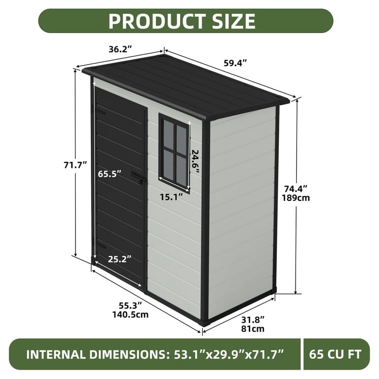Uforic 5x3ft Resin Outdoor Storage Shed,Waterproof Garden Tool