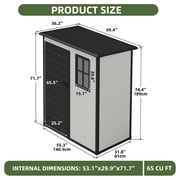 Uforic 5x3ft Resin Outdoor Storage Shed,Waterproof Garden Tool Storage with Window, Lockable Outside Storage for Patio,Lawn,Backyard