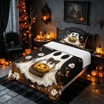 thumbnail image 3 of Homewish Halloween Ghost Twin Sheets, Spooky Animal Daisy Bedding, Dark Brown White Orange, 3-Piece (1 Flat Sheet, 1 Fitted Sheet and 1 Pillowcase), 3 of 6