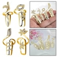 thumbnail image 4 of Paquete de 4 anillos de cubierta de protección de uñas de aleación ajustable con de imitación de cristal para Ladies dorado, 4 of 8