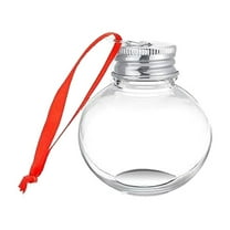 6pcs 50ml Plastic Ball Bottle with Lid - Thickened Transparent Bottle for Milk Tea, Cold Drinks & Christmas Decorations, Reusable Airtight Container Perfect for Holiday Gifts & Party Favors, Silver
