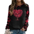 thumbnail image 4 of Qertyioot T-Shirt Graphique pour Femmes de la Saint-Valentin à Manches Longues, Blouse Ample Imprimée à la Mode, Col Rond, Hauts Décontractés, 4 of 5