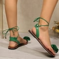 thumbnail image 6 of Xfvqtps Strappy Sandals for Women Flat Toe Ring Flower Decor Lace up Non Slip Beach Summer Sandals Green, 6 of 9