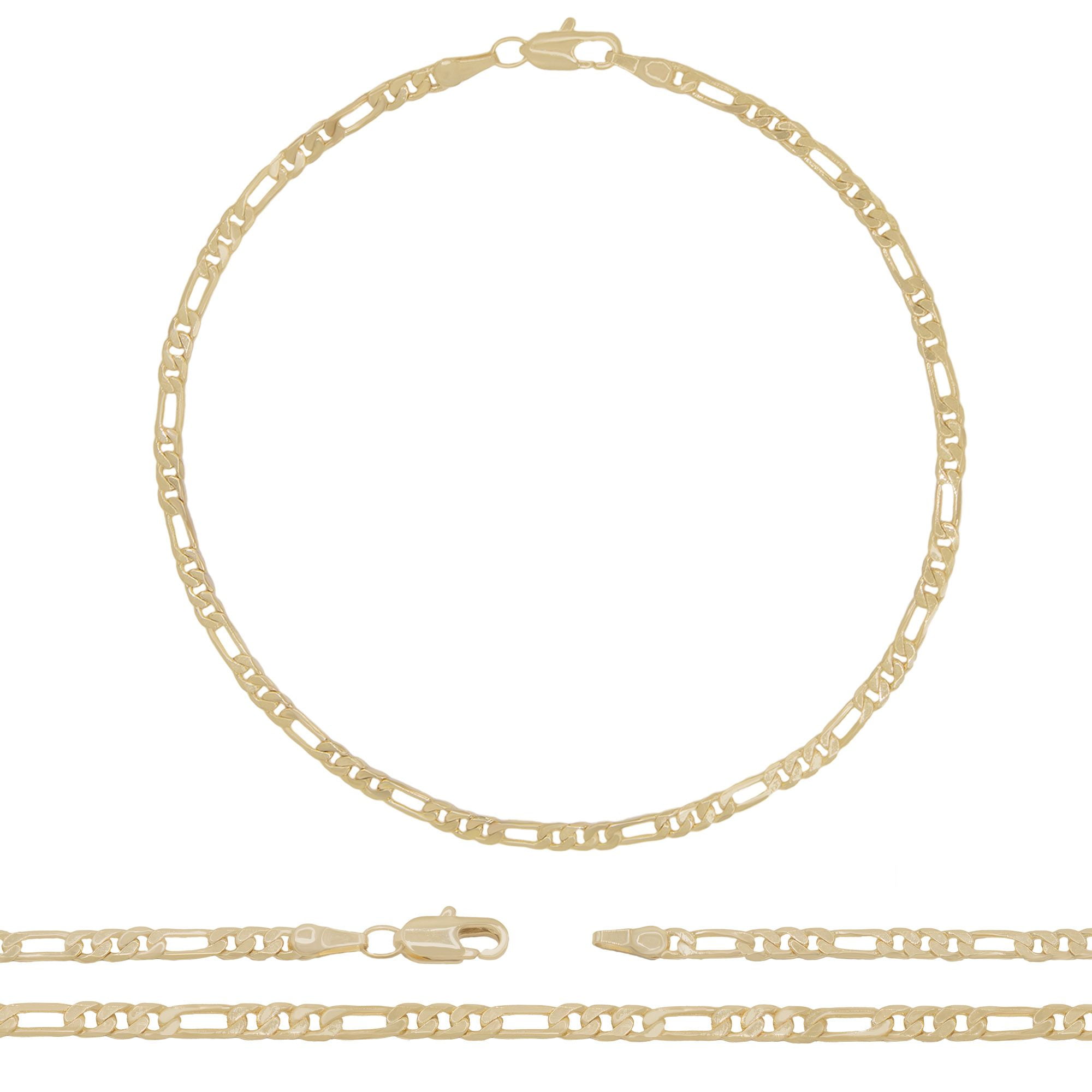 Real Gold Filled Anklet Bracelets Figaro Link 10 Inch 5mm 14k Layered 