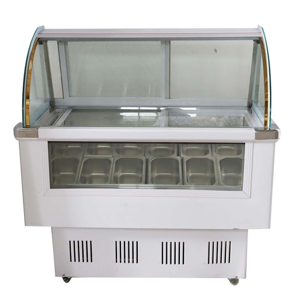 INTBUYING Commercial 12 Pan Hard Ice Cream Showcase Gelato Dipping Cabinet Freezer Display Case