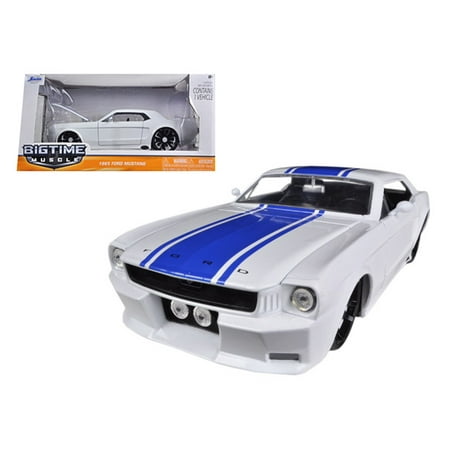 1965 Ford Mustang Specs - 1965 Ford Mustang White With Blue Stripes 1/24 Diecast Car Model by Jada