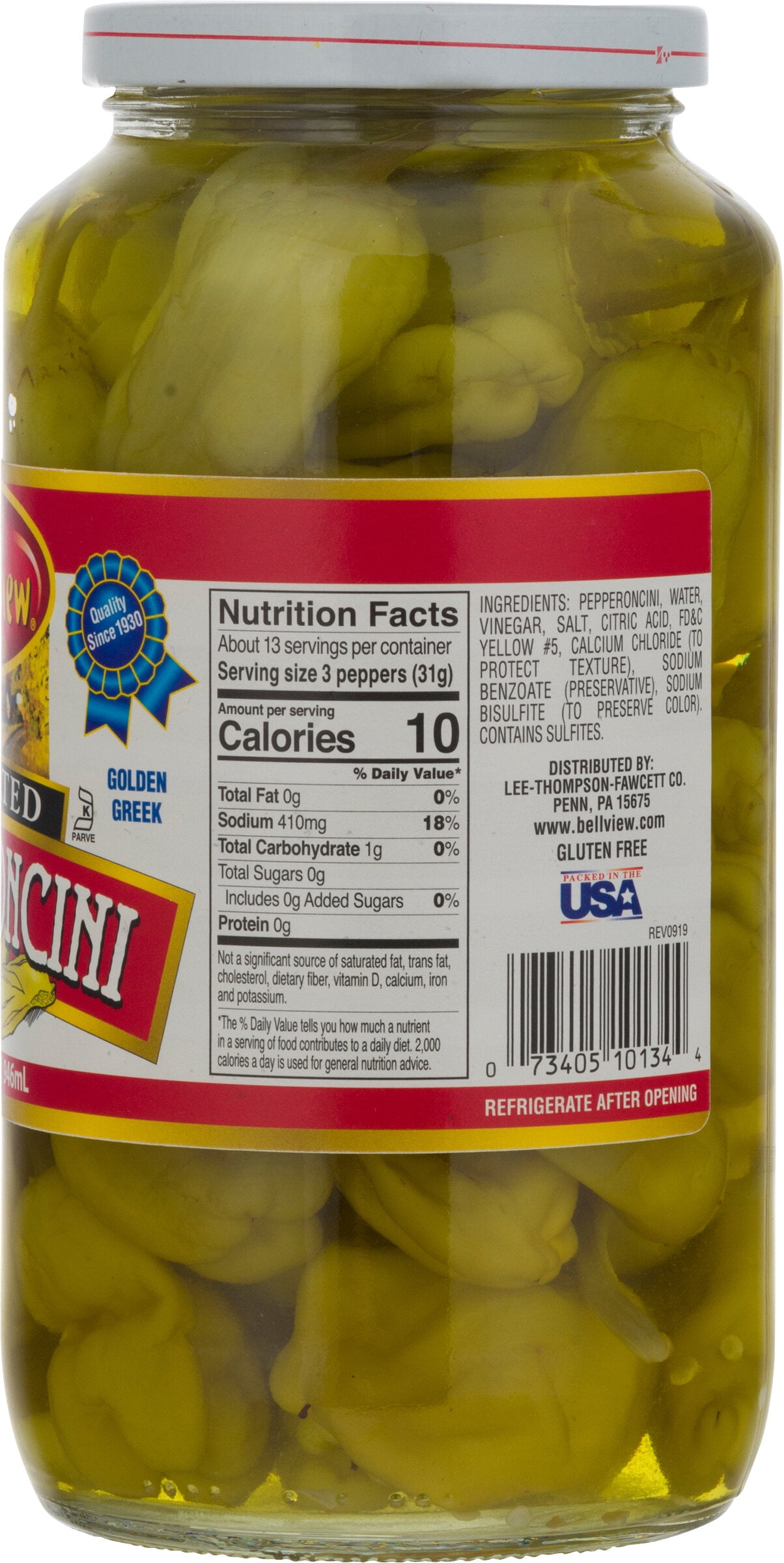Bell View Fancy Imported Pepperoncini Peppers, 32 fl. oz. Jar