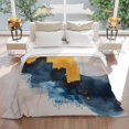 thumbnail image 3 of Minimalist Style Flannel Blanket for Bed,Travel and Camping, Modernism Blue Gold Collage Art Super Soft Cozy Blanket for All Seasons 60"x80", 3 of 7