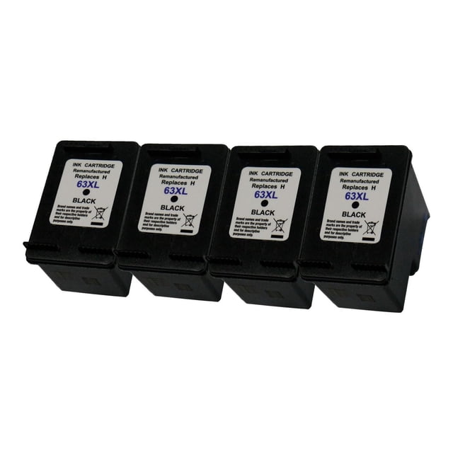 L-ink 4 Pack Compatible HP 63XL High Yield Black Ink Cartridge (F6U64AN)