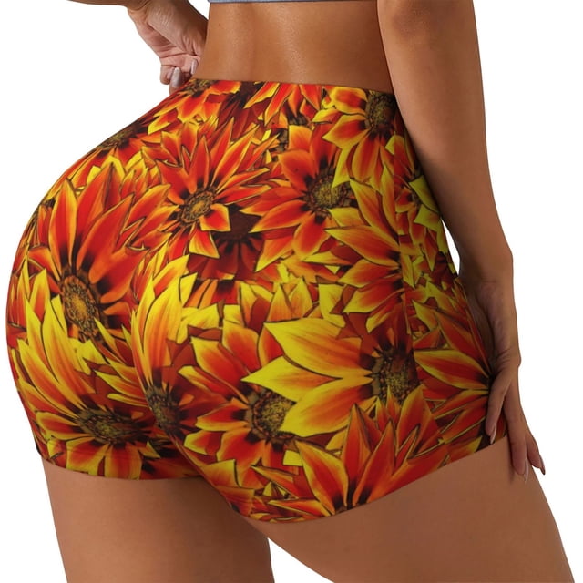 Fotbe Sunflower4 Shorts Sin Costuras – Shorts Deportivos de Cintura Alta para Mujer, Elásticos para Gimnasio, Yoga, Running o Ciclismo-Medium