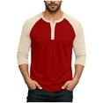 thumbnail image 2 of Kalauyu Men's Henley Shirt Spring Fall Crewneck Color Block Slim Fit Long Sleeve T Shirts Button Up Tees, 2 of 7