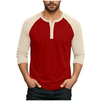 Dovford Mens Casual Slim Fit T-Shirts Henley Shirts Raglan Long Sleeve Jersey Baseball T Shirts Fall Crewneck Color Block Shirt