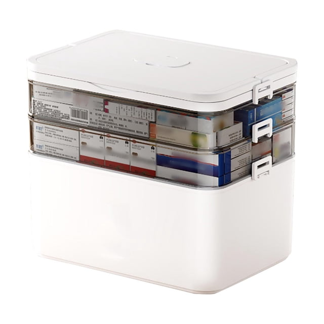 3-Tier Storage Box Empty Family Emergencies First Aid Kit Container Portable Plastic Storage Organizer Multipurpose Box with Handle for Home Travel home
