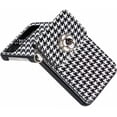 thumbnail image 6 of for Samsung Galaxy Z Flip 3 Wallet Case,Cute Luxury Houndstooth Camellia Card Package Phone Cases with Leather Adjustable Lanyard Flip Protector for Galaxy Z Flip 3 5G 2021 Women Girls, 6 of 16