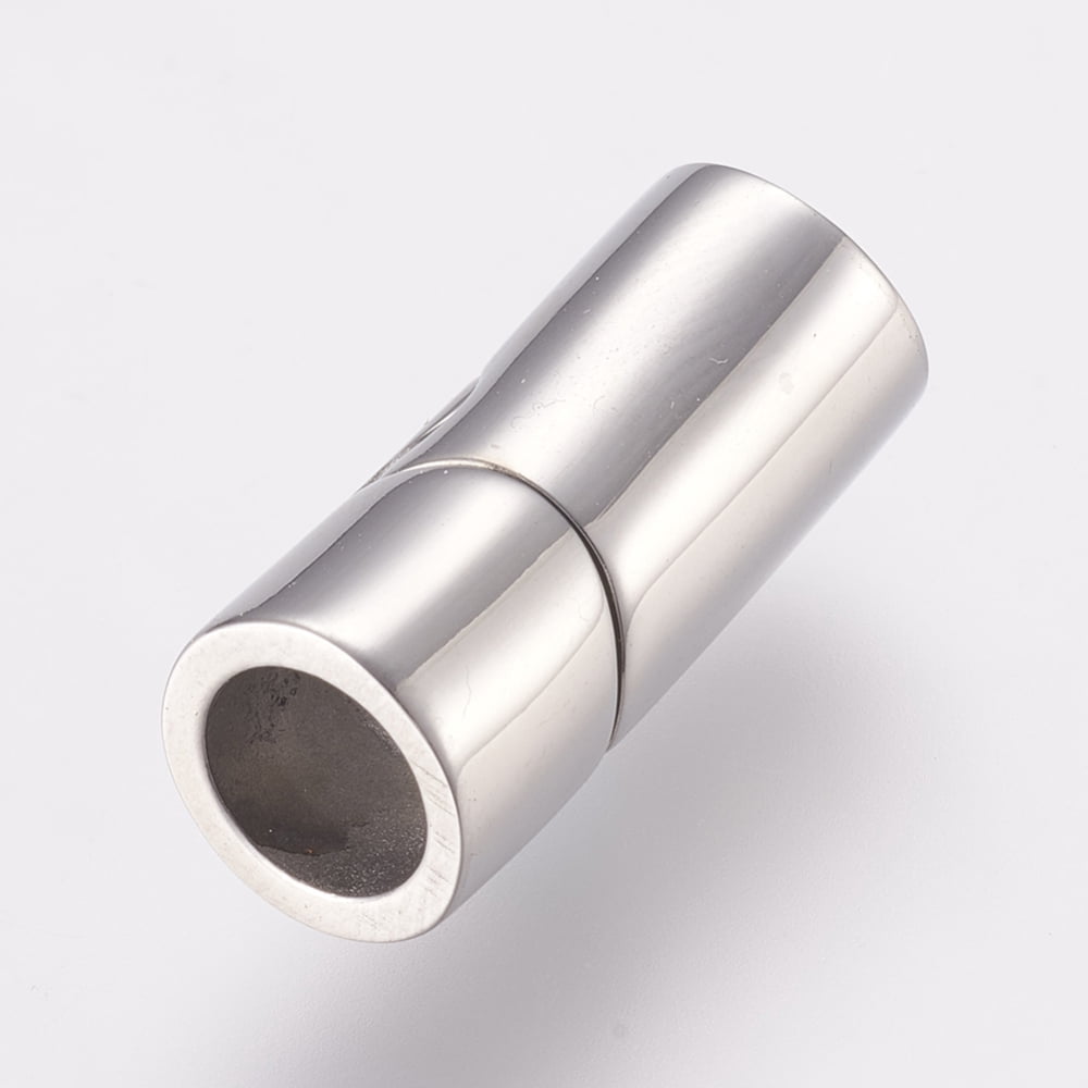 Tarnish Resistant 304 Stainless Steel Magnetic Clasps with Glue-in Ends Stainless Steel Color 22mm Hole: 6mm